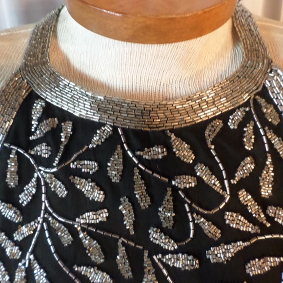 Lady Long Silk Gown Beads Sequin M Kazar Dress VTG - Picture 6 of 8